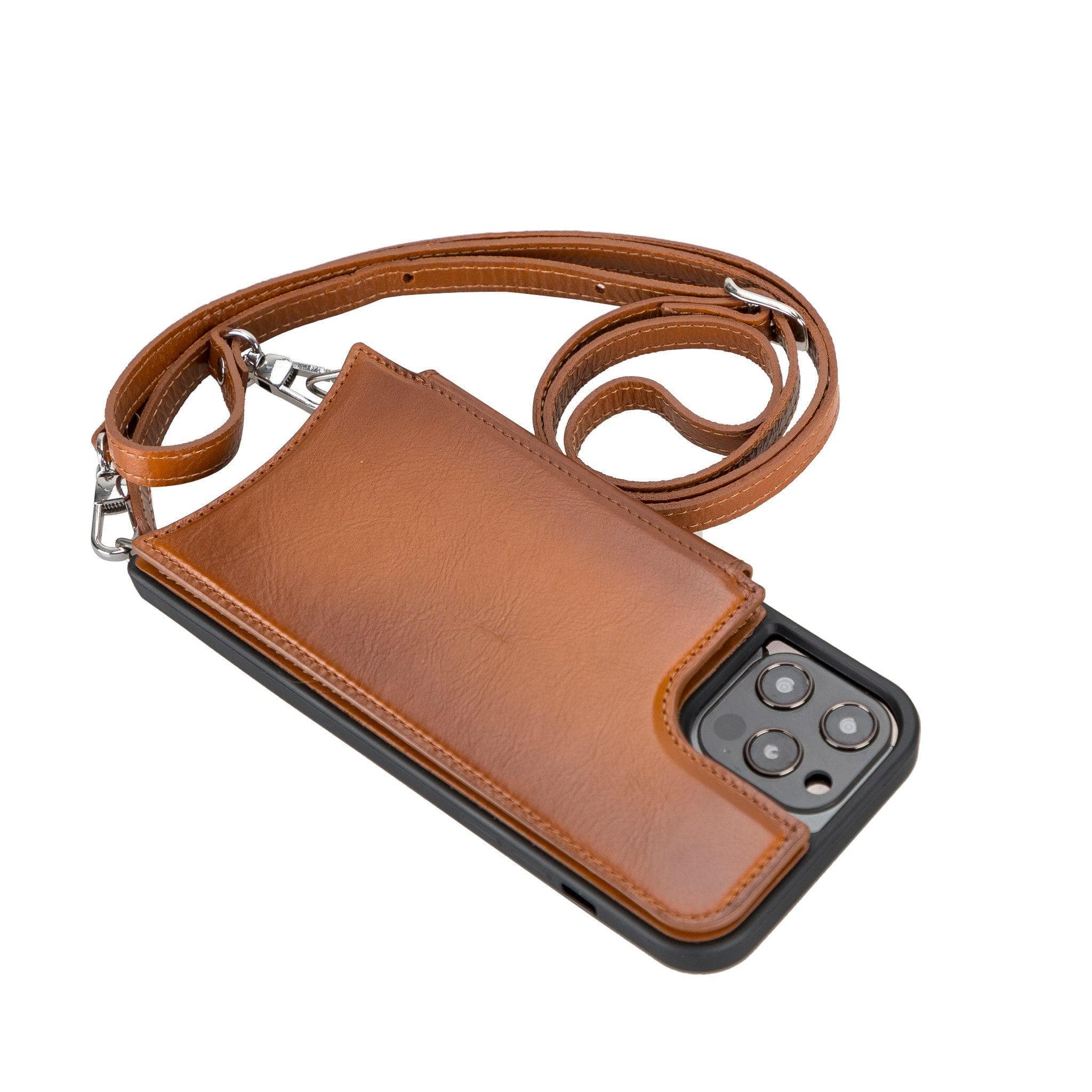 Saff iPhone 12 Mini Leather Case with Shoulder Strap