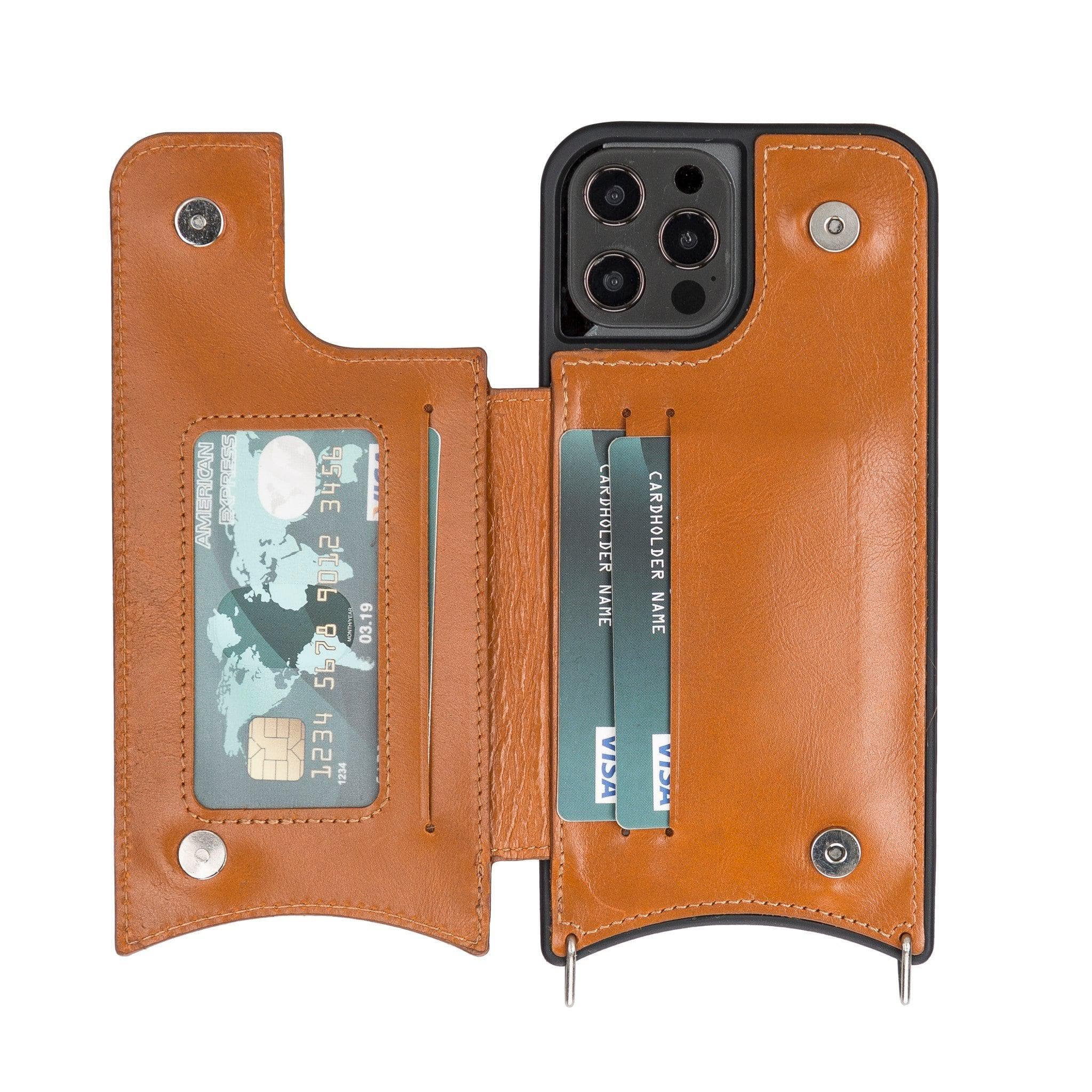 Saff iPhone 12 Mini Leather Case with Shoulder Strap
