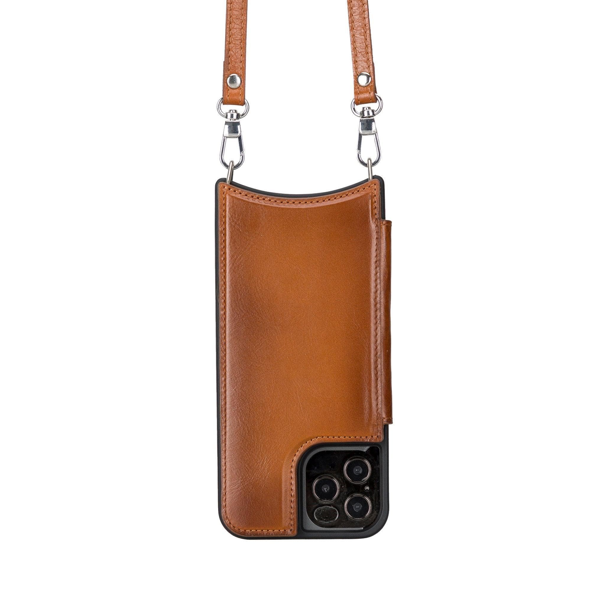 Saff iPhone 12 / 12 Pro Leather Case with Shoulder Strap