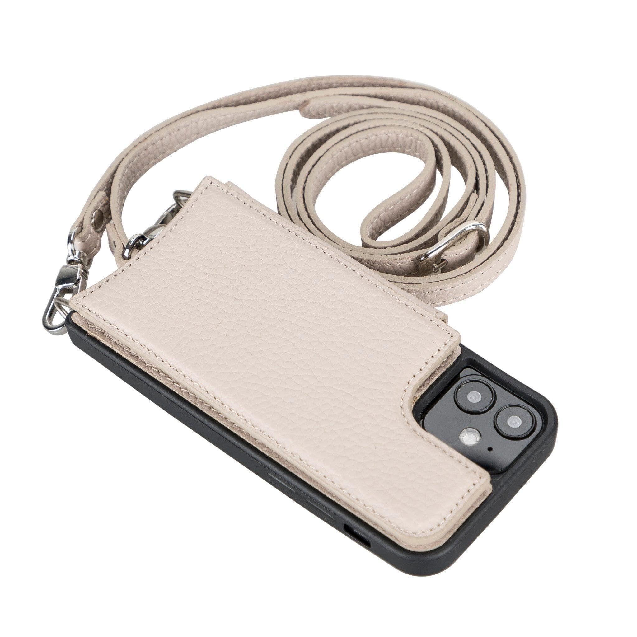 Saff iPhone 12 / 12 Pro Leather Case with Shoulder Strap