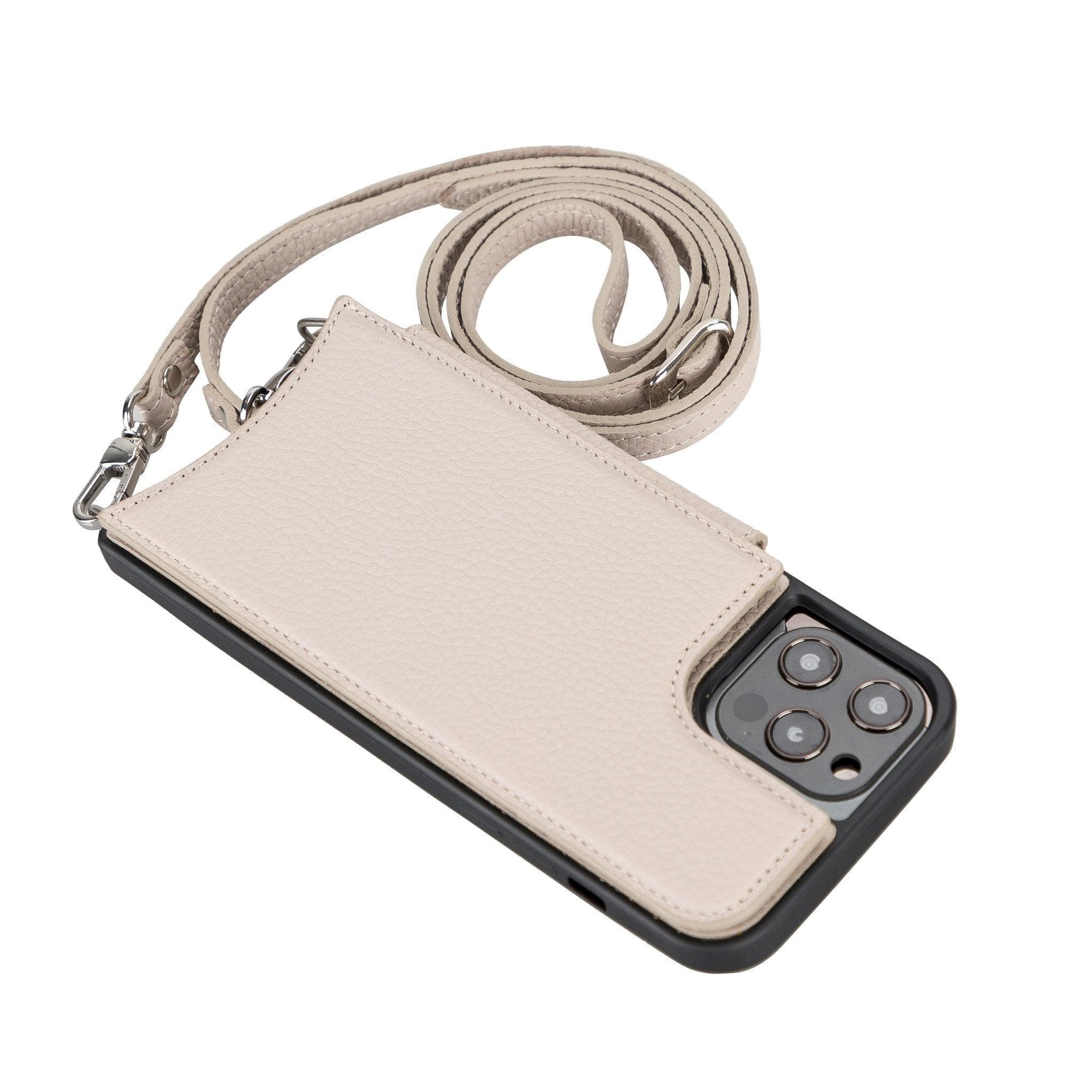 Saff iPhone 12 / 12 Pro Leather Case with Shoulder Strap