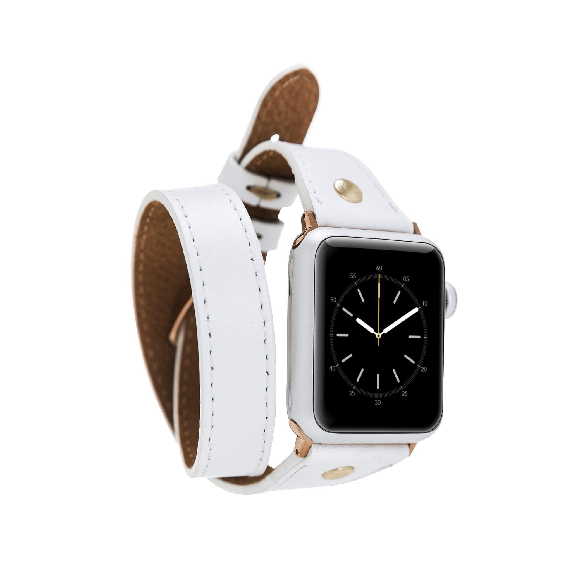 Hector Double Tour Leather Apple Watch Band with Gold Trok