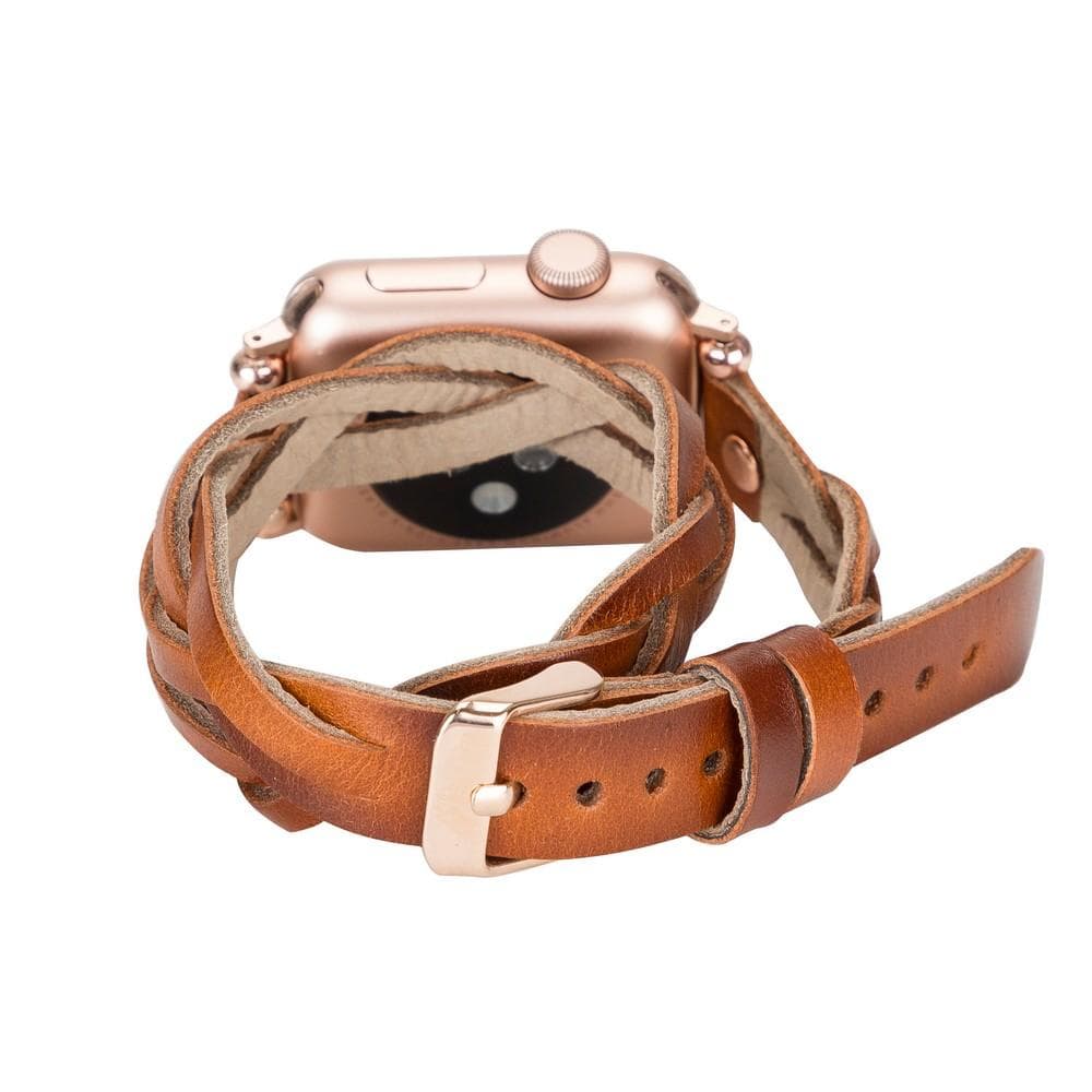 Peggy Ferro Leather Double Tour Apple Watch Band with Rose Gold Trok