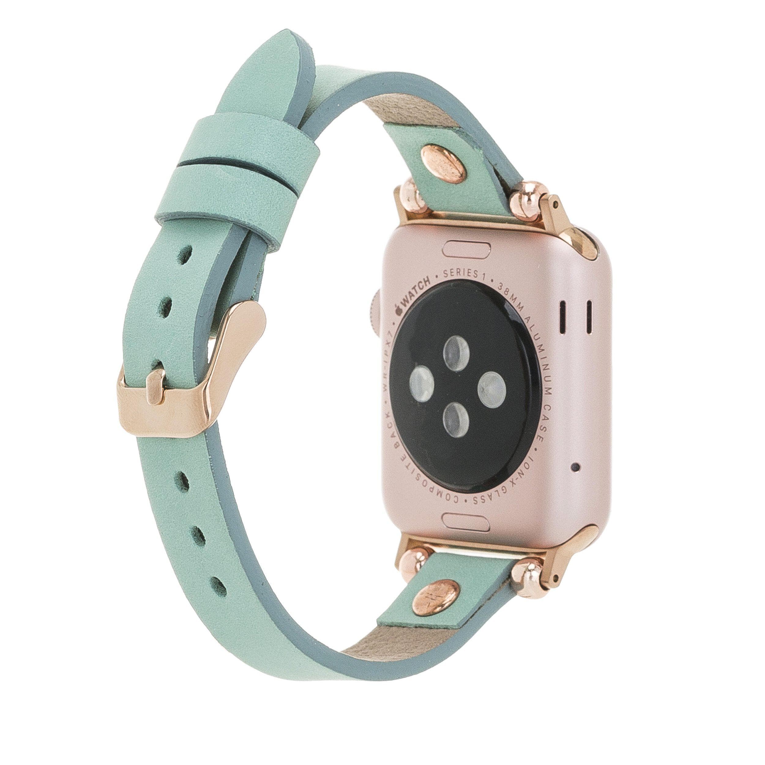 Ferro Leather Apple Watch Band with Rose Gold Trok