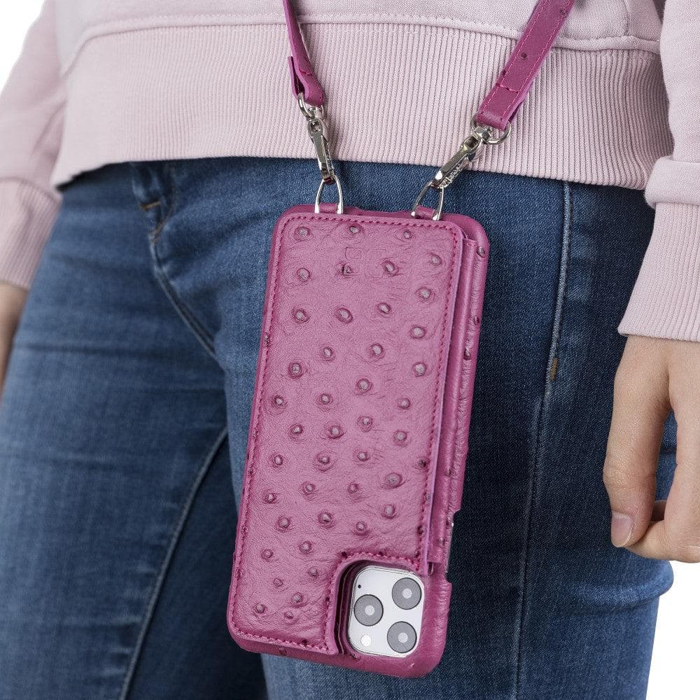 Saff iPhone 11 Pro Max Leather Case with Shoulder Strap