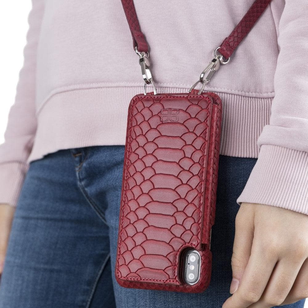Saff iPhone XS Max Leather Case with Shoulder Strap