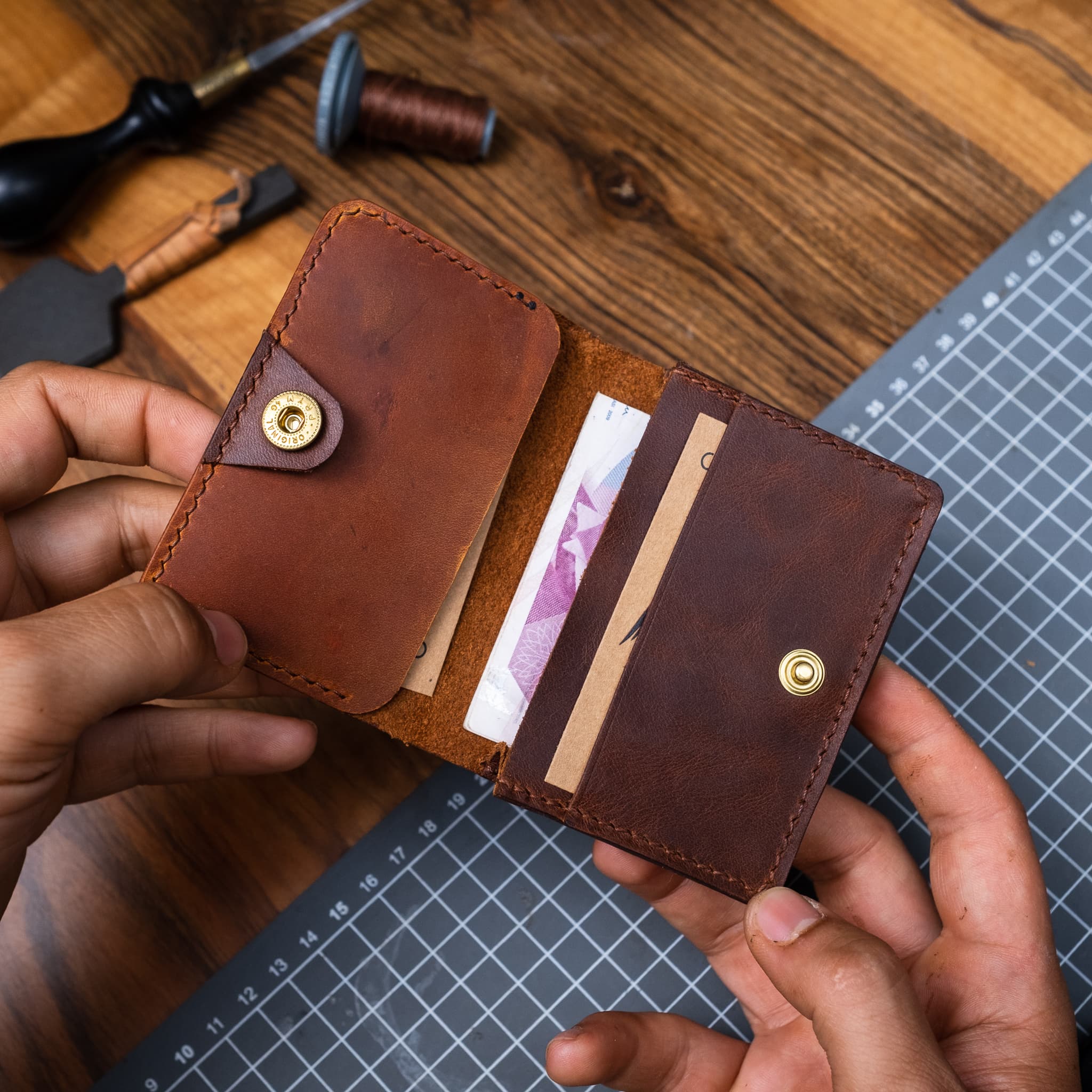 Mini Palm Leather Wallet Little Brother In Law   Unique Gift Ideas   Boyfriend Gift   Girlfriend Gift   Father Gift