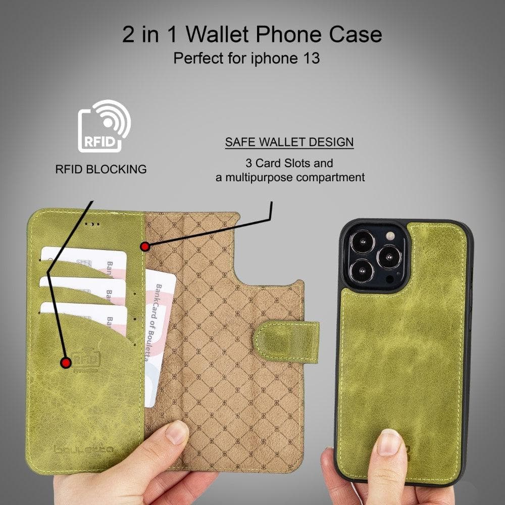 Magic iPhone 13 Pro Max Colorful Leather Detachable Wallet Case