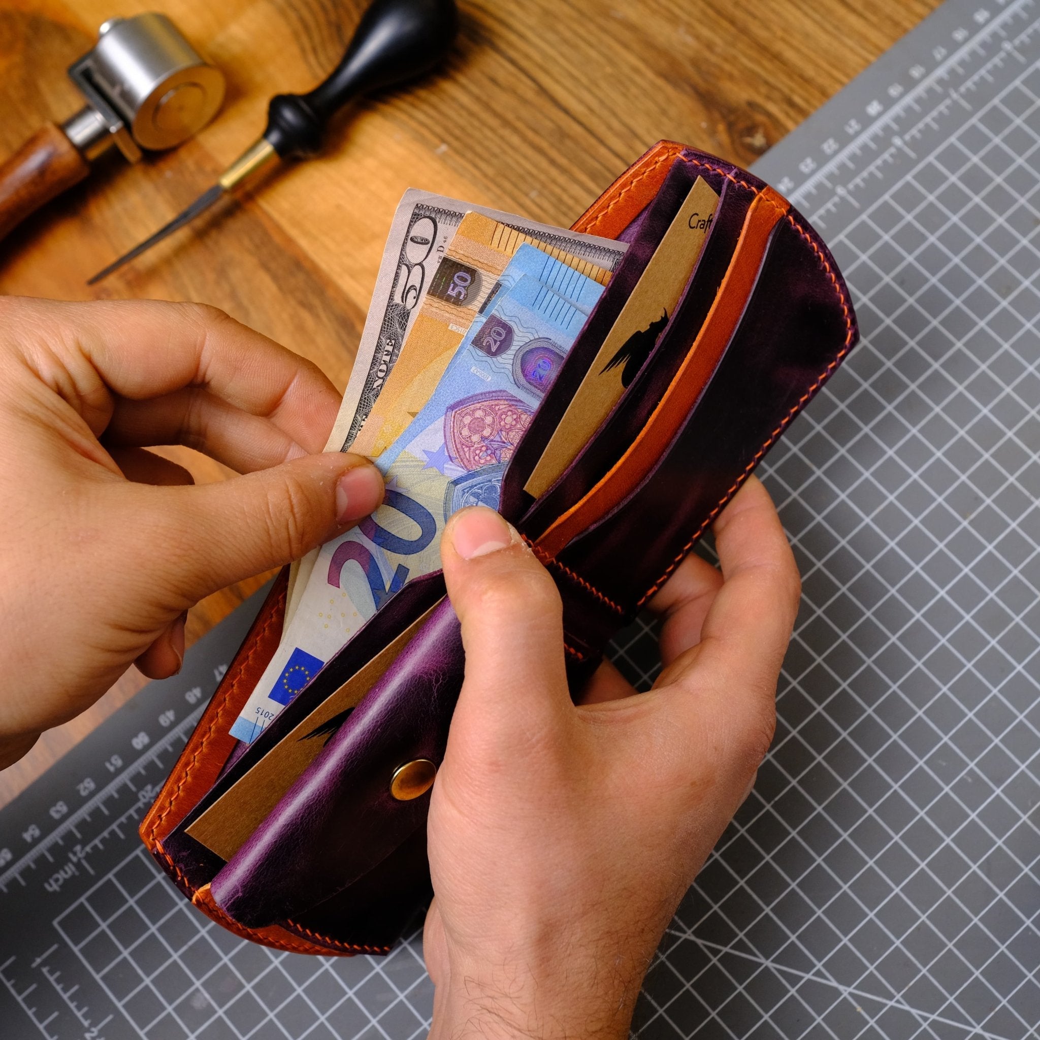 Model X Broken Coin Bolmeli Back Pocket Wallet   Unique Gift Ideas   Boyfriend Gift   Girlfriend Gift   Father Gift