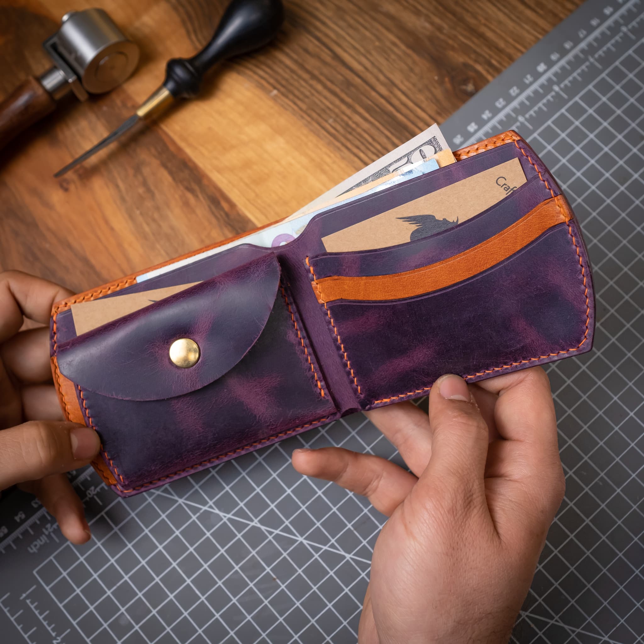 Model X Broken Coin Bolmeli Back Pocket Wallet   Unique Gift Ideas   Boyfriend Gift   Girlfriend Gift   Father Gift