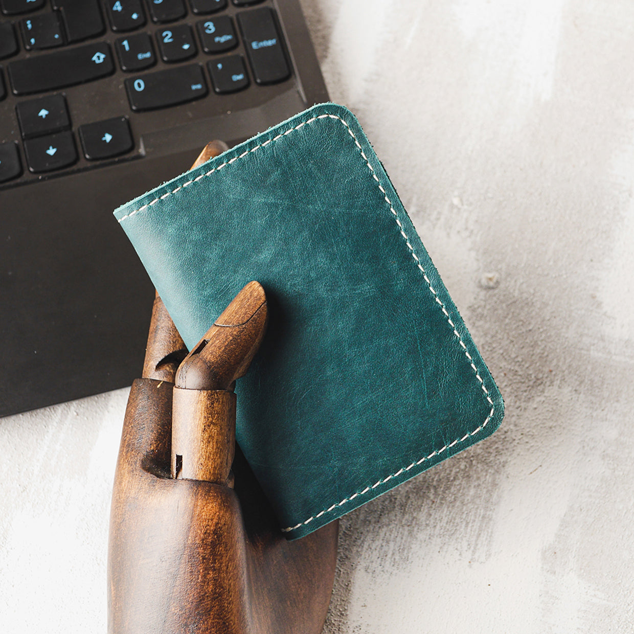 Leather Wallet - Zaun Ocean Green - Unique Ideas